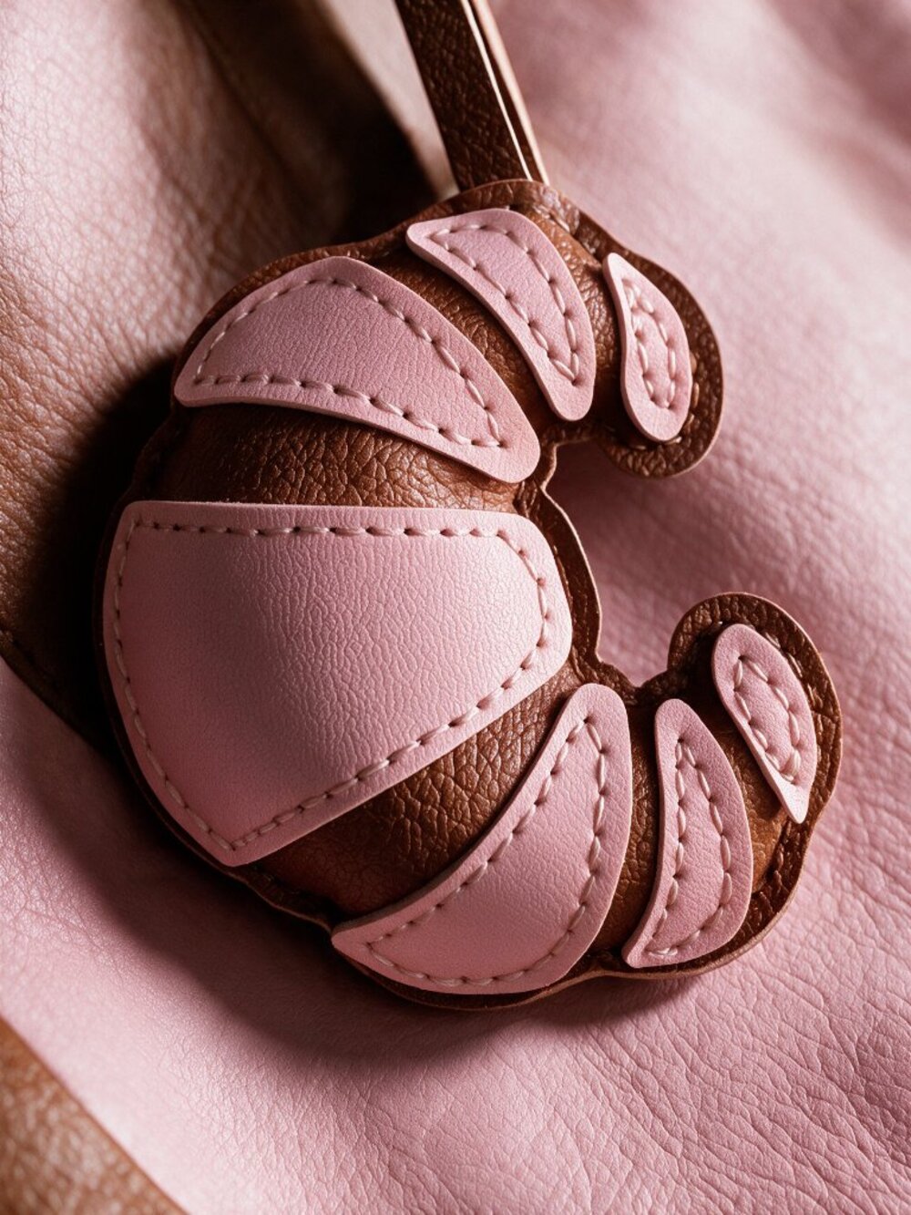 Croissant Bag Charm - PINK/BROWN
